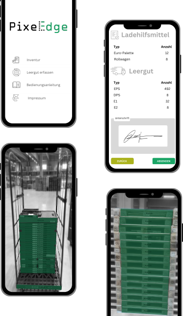 HMI-Display zeigt statistische Daten über Ladungsträger