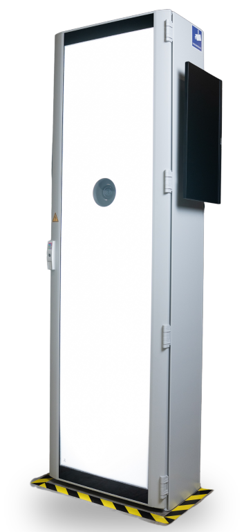 Automated scan system for goods receipt: PixelEdge ScanGate identifies load carriers and barcodes during drive-through scanning.