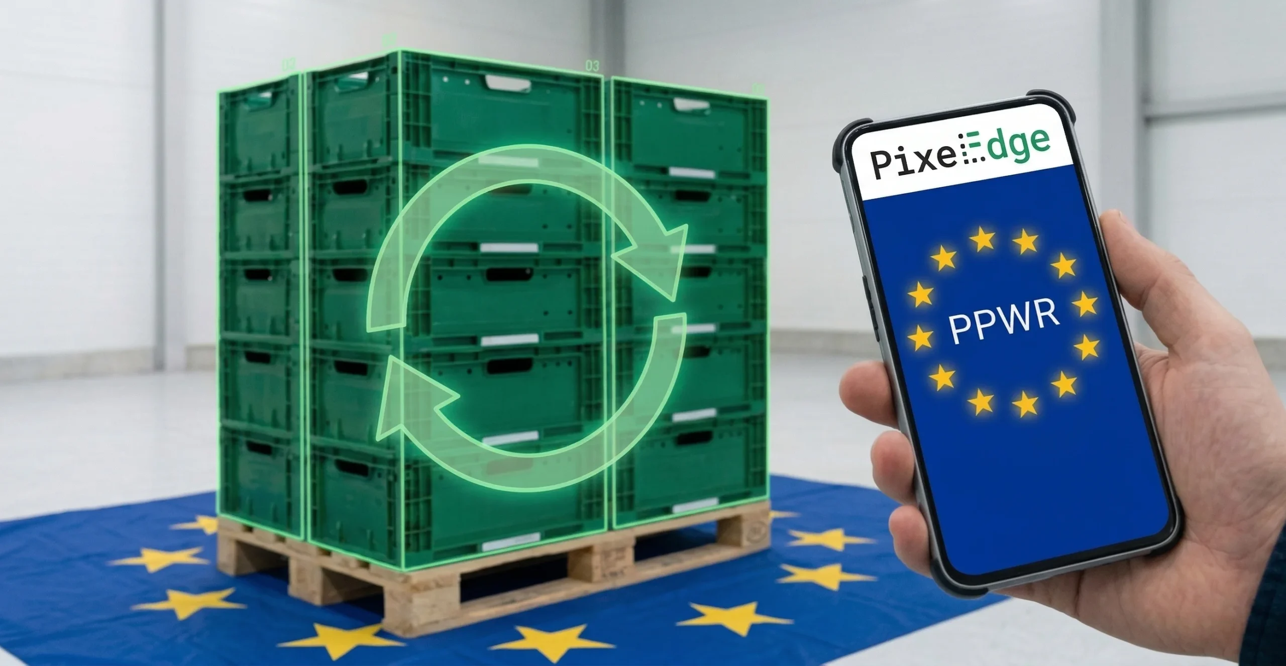 PPWR, EU symbol and Edge.Count app for returnable counting in logistics