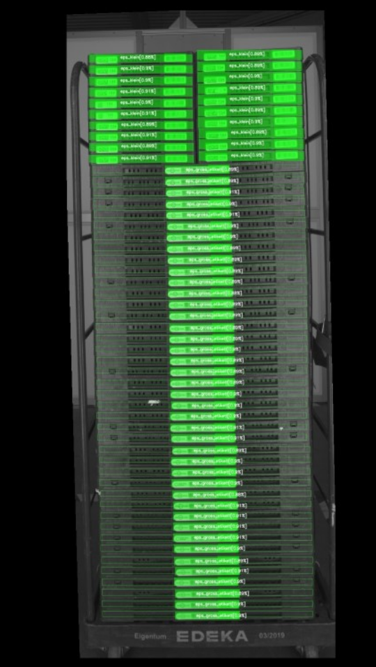 Scan System HMI evaluation for EPS crate counting: Real-time analysis and monitoring of EPS crates using AI-driven image processing for accurate inventory management.